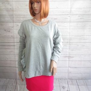 NWT - SILVERWEAR cute long sleeve grey knit top - sz L - MSRP $40.00